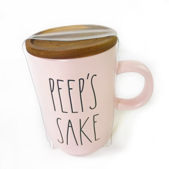 Rae Dunn Pink PEEP'S SAKE LL Mug w/ Wood Topper - Picture 4 of 10